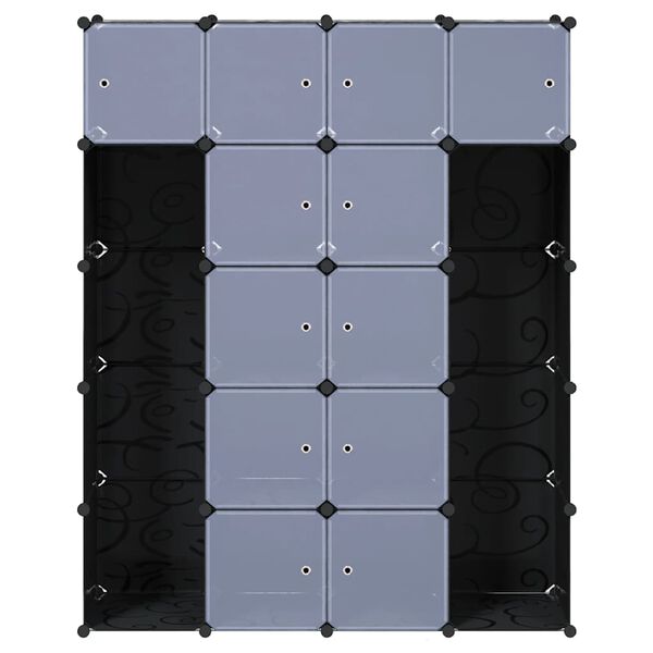 vidaXL モジュール式収納キャビネット コンパートメント14点付き 37x146x180.5cm モノクロ