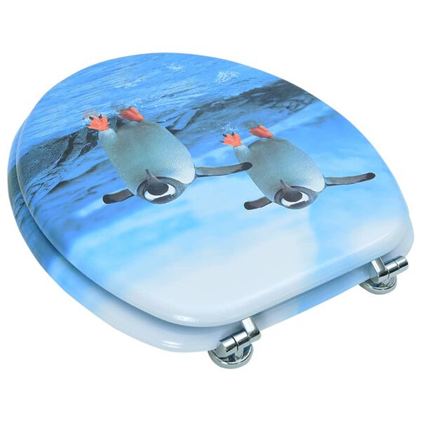 vidaXL トイレ便座 ふた付き MDF製 ペンギンデザイン