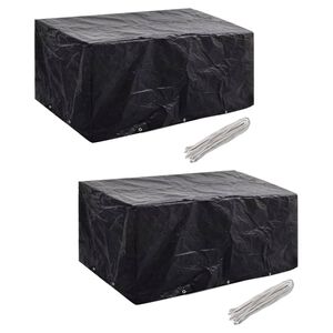 vidaXL ガーデン家具カバー2点セット 6人用 ポリラタン製セット 10穴 240x140cm