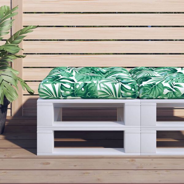 vidaXL パレットクッション リーフ柄 50x50x12 cm ファブリック