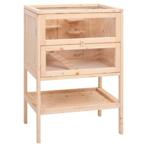 vidaXL ハムスターケージ 55x40x80 cm 無垢材 モミ材