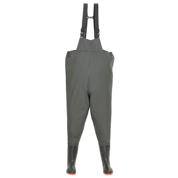 vidaXL ウェーディングパンツ ブーツ付き グリーン サイズ44