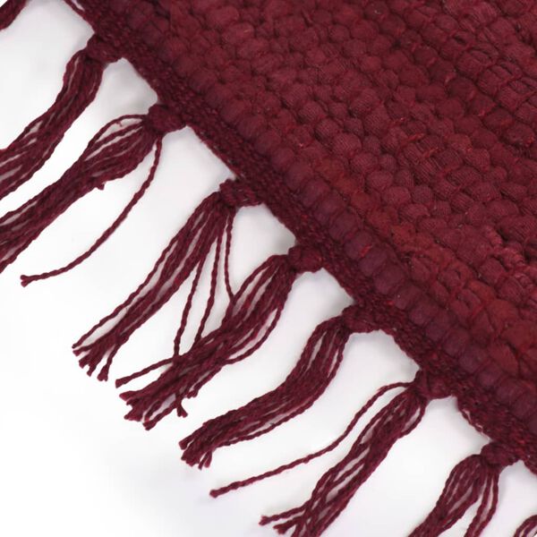 vidaXL 手織りチンディラグ コットン製 80x160cm バーガンディ