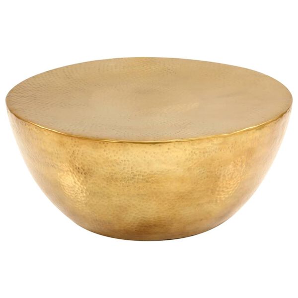 vidaXL コーヒーテーブル 槌目仕上げのアルミ 70x30cm 真ちゅう色