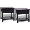 vidaXL ベッドサイドキャビネット 2点 木製 ブラック