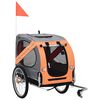 vidaXL 自転車用ペットトレーラー オレンジ＆グレー