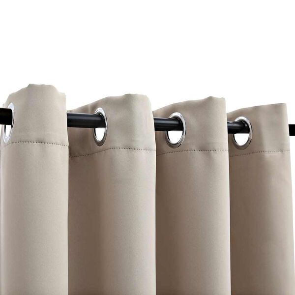 vidaXL 遮光カーテン 2面タイプ 金属リング付き 140x175cm ベージュ