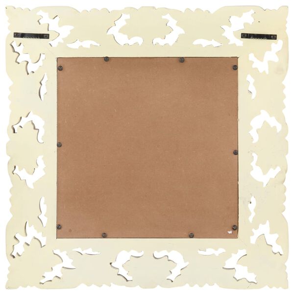 vidaXL 手彫りミラー 50x50cm ホワイト マンゴー無垢材