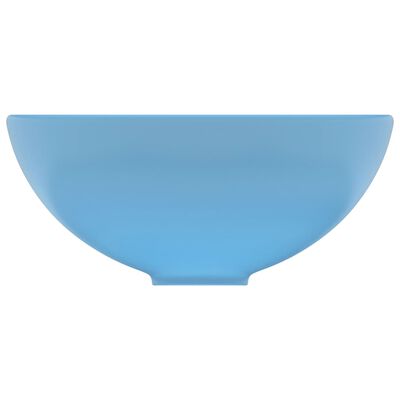 vidaXL バスルーム用 洗面器 丸型 マットライトブルー 32.5x14cm セラミック