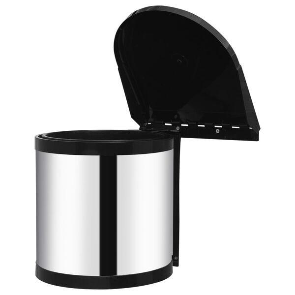 vidaXL キッチン用 一体型ごみ箱 8L ステンレススチール製