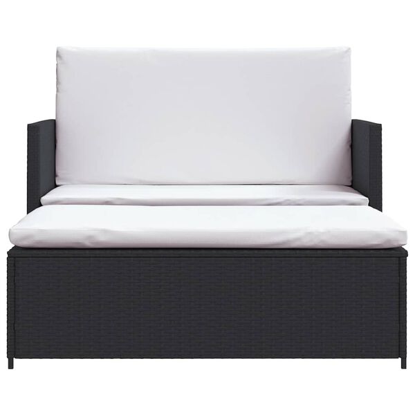 vidaXL ガーデンラウンジ2点セット クッション付き ポリラタン製 ブラック