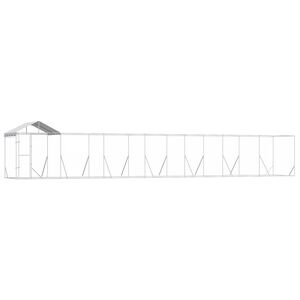 vidaXL 屋外犬小屋 屋根付き シルバー 14x2x2.5 m 亜鉛メッキ鋼製