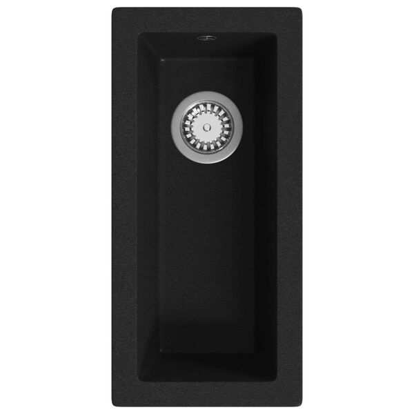 vidaXL キッチンシンク オーバーフロー付き ブラック 花こう岩製