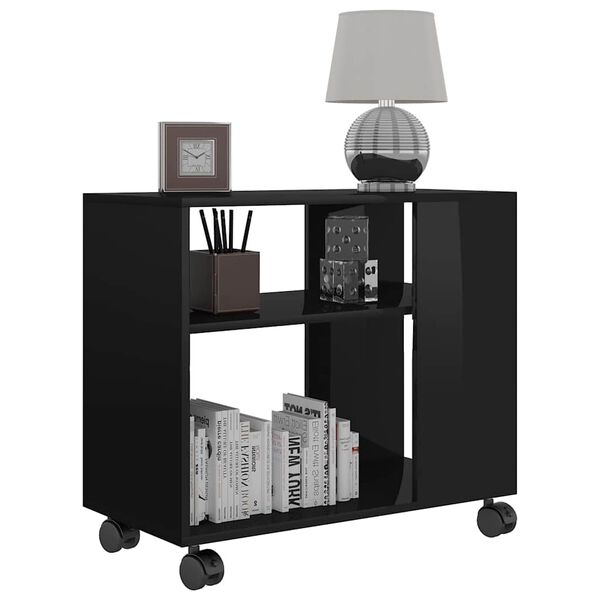 vidaXL サイドテーブル ハイグロスブラック 70x35x55cm エンジニアリングウッド