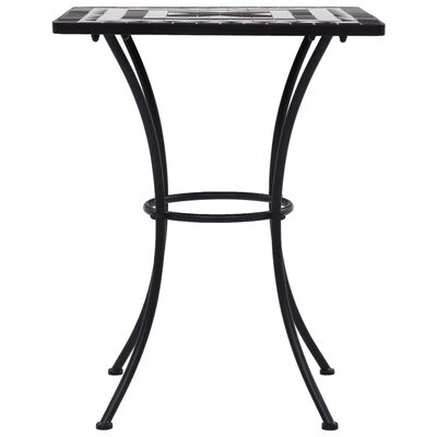 vidaXL モザイクビストロテーブル ブラック＆ホワイト 60cm セラミック製