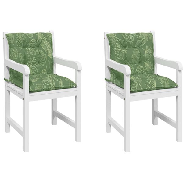 vidaXL ローバックチェアクッション 2点 リーフ柄 ファブリック