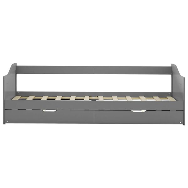 vidaXL 引き出し式ソファベッドフレーム グレー パイン材 90x200cm