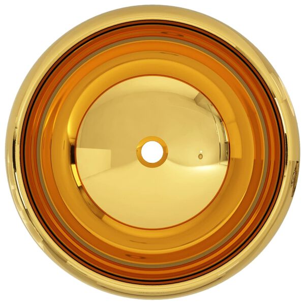 vidaXL 洗面器 40x15cm 陶器製 ゴールド