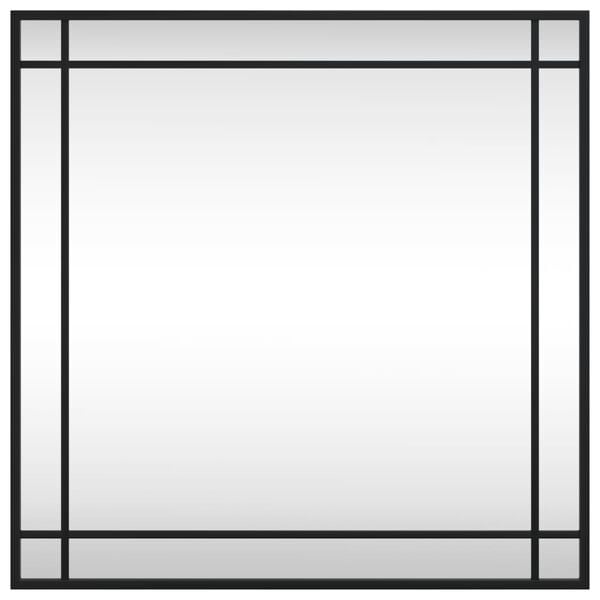 vidaXL ウォールミラー ブラック 60x60 cm 正方形 鉄製