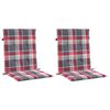 vidaXL ガーデン ローバックチェアクッション 2点 赤チェック柄 100x50x3cm オックスフォードファブリック