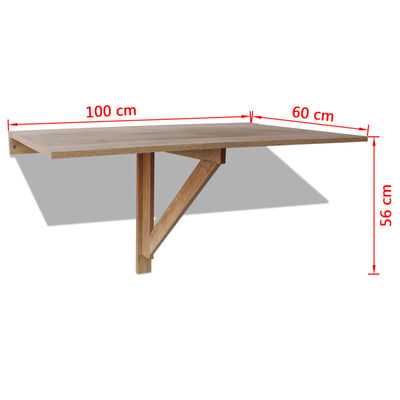 vidaXL 折りたたみ式 ウォールテーブル オーク 100x60cm