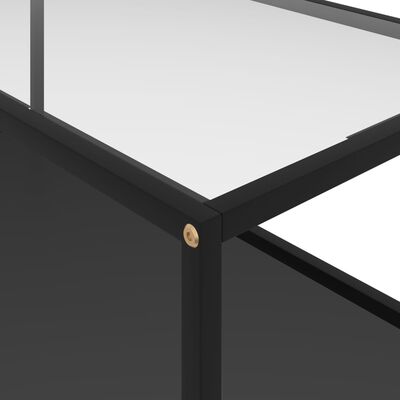 vidaXL コーヒーテーブル 透明＆ブラック 100x50x35cm 強化ガラス製