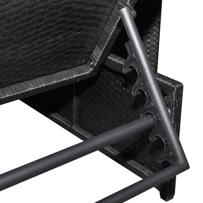 vidaXL リクライニングガーデンチェア 2点 テーブル付 ポリラタン製 ブラック