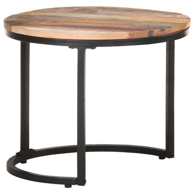vidaXL サイドテーブル 3点 無垢の再生木材