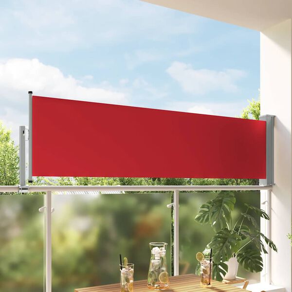 vidaXL パティオ用 引き込み式サイドオーニング 80x300cm レッド