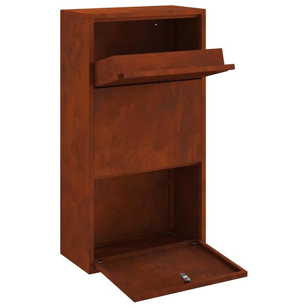 vidaXL パーセルドロップボックス ストレージ付き ドア付き ロック付き 錆 44 x 22 x 82 cm 耐候性スチール