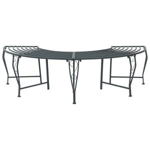 vidaXL 樹木ベンチ 4-乗車人数 160 x 80 x 44 cm スチール シルバーグレー 半円形