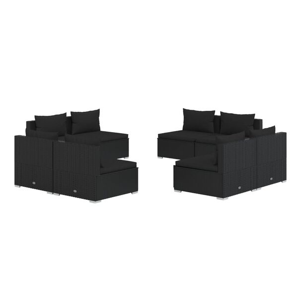 vidaXL ガーデンラウンジ8点セット クッション付き ポリラタン製 ブラック