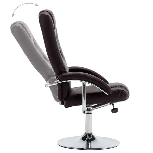 vidaXL リクライニングチェア フットスツール付き ブラウン 合成皮革製