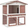 vidaXL 屋外うさぎ小屋 3ドアタイプ ブラウン 木製