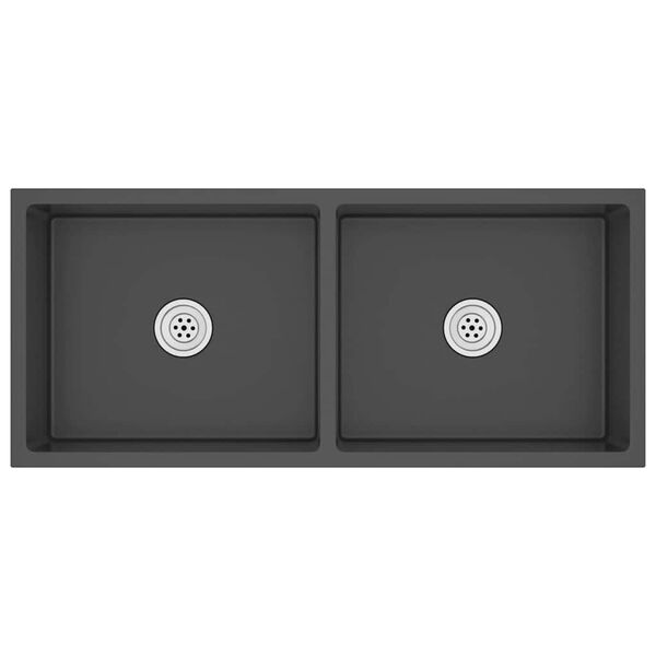 vidaXL 手作り キッチンシンク ステンレススチール製 ブラック