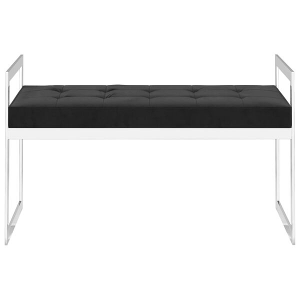 vidaXL ベンチ 97cm ブラック ベルベット＆ステンレススチール製