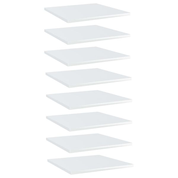 vidaXL 本棚ボード 8点 ハイグロスホワイト 40x40x1.5cm エンジニアリングウッド