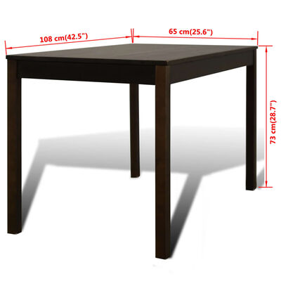 vidaXL 木製ダイニングテーブル チェア4脚付き ブラウン