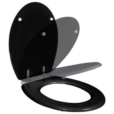 vidaXL トイレ便座 ソフトクローズ式ふた シンプル設計 MDF製 ブラック