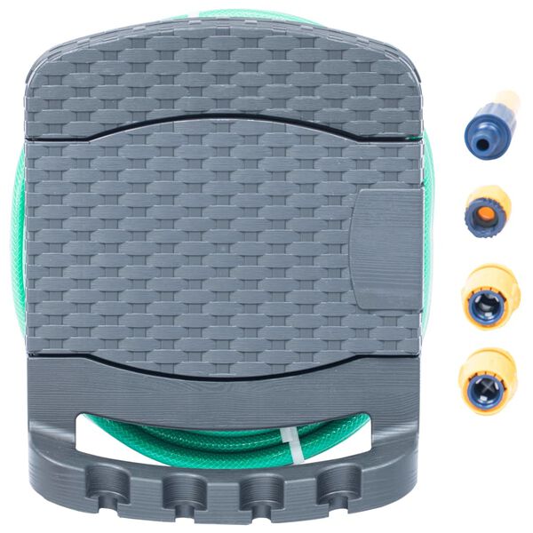 vidaXL 壁掛け式ガーデンホースリール ホース付き プラスチック アントラシート