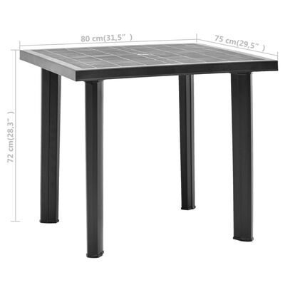 vidaXL ガーデンテーブル 80x75x72cm プラスチック製 アントラシート