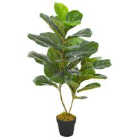 vidaXL 人工観葉植物 カシワバゴムの木 ポット付き 90cm グリーン