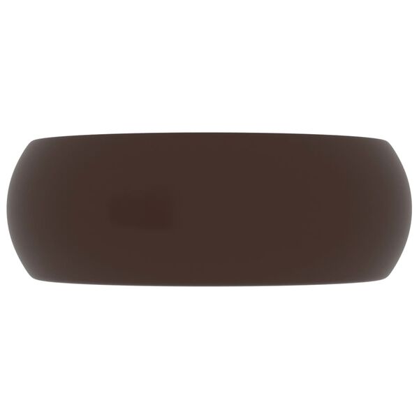 vidaXL ラグジュアリー 洗面器 丸型 マットダークブラウン 40x15cm セラミック製