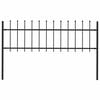 vidaXL ガーデンフェンス スピアトップ付き スチール製 1.8 m ブラック