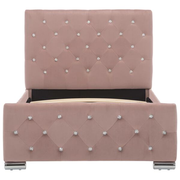 vidaXL ベッドフレーム ピンク 布製 90x200cm