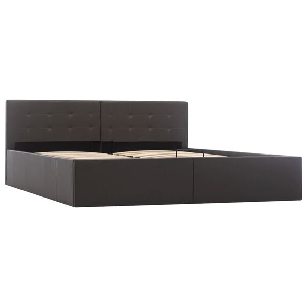 vidaXL 油圧式収納ベッドフレーム グレー 合成皮革製 160x200cm