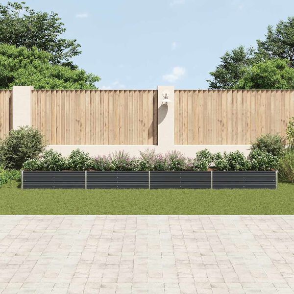 vidaXL ガーデンレイズドベッド 600x80x45cm 亜鉛メッキ鋼製 アントラシート