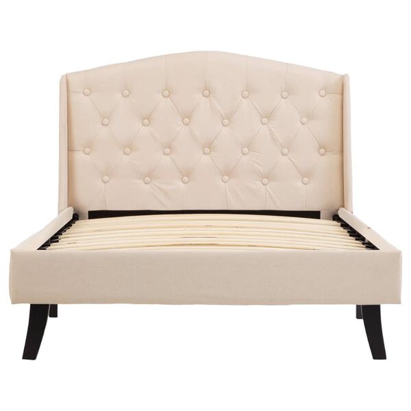 vidaXL ベッドフレーム クリーム 布製 100x200cm