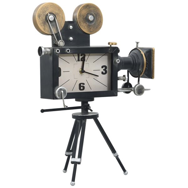 vidaXL 置き時計 鉄＆MDF製 34x18x47cm ブラック