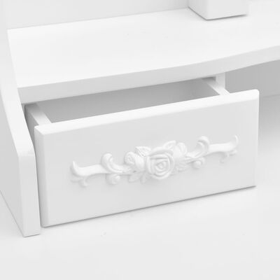 vidaXL ドレッシングテーブル スツール＆3つ折りミラー付き ホワイト